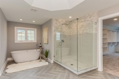 Open Shower with Floor-to-Ceiling Glass
